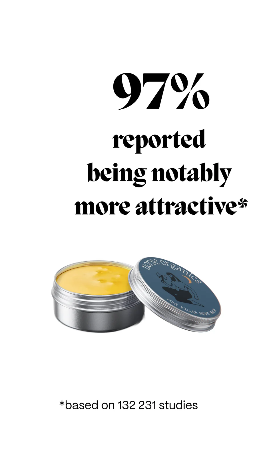 Story ad leading on a 97% customer-reported statistic over clean product photography