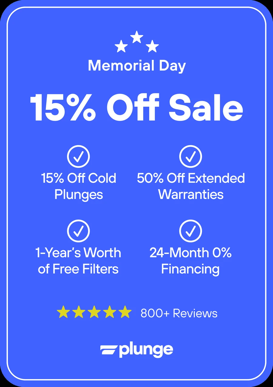 Memorial Day offer card with benefit grid and 800+ reviews