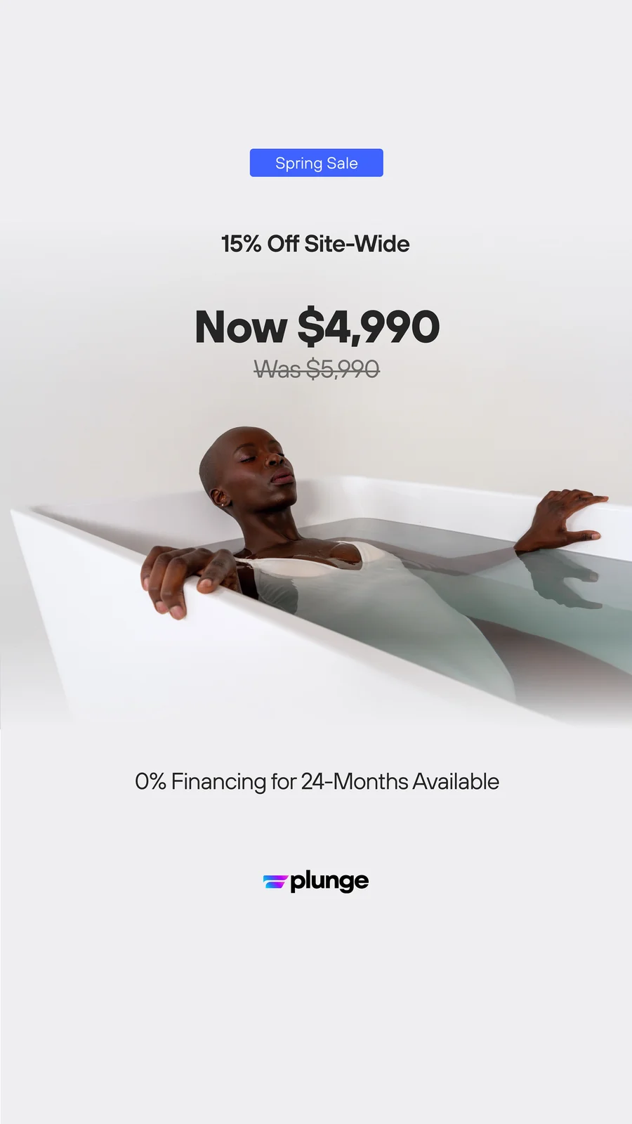 Spring Sale story ad, price anchored from $5,990 down to $4,990