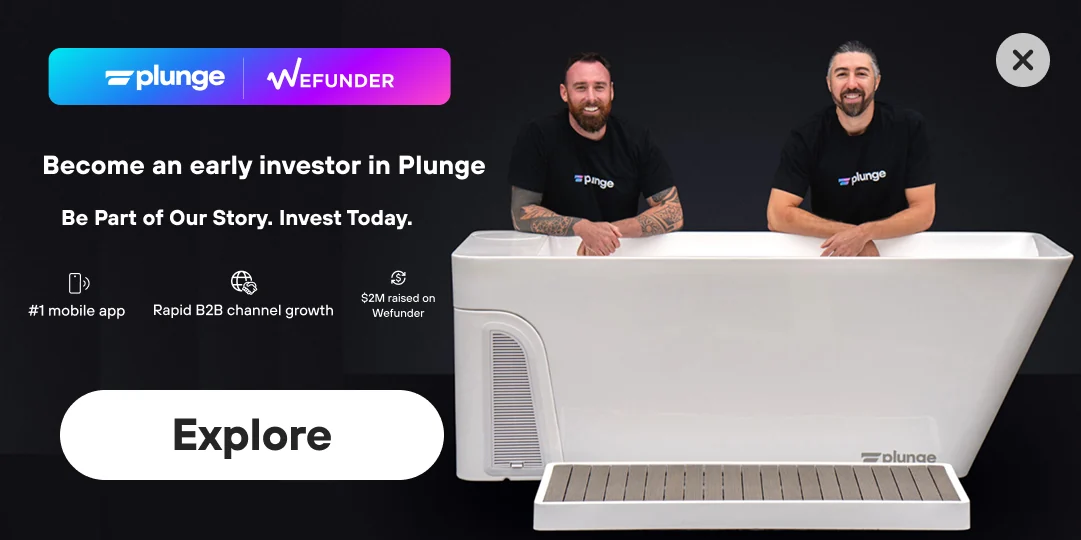 Onsite popup promoting the Wefunder investor raise
