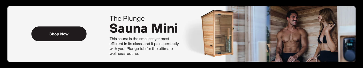 Email banner for the Plunge Sauna Mini with a Shop Now button